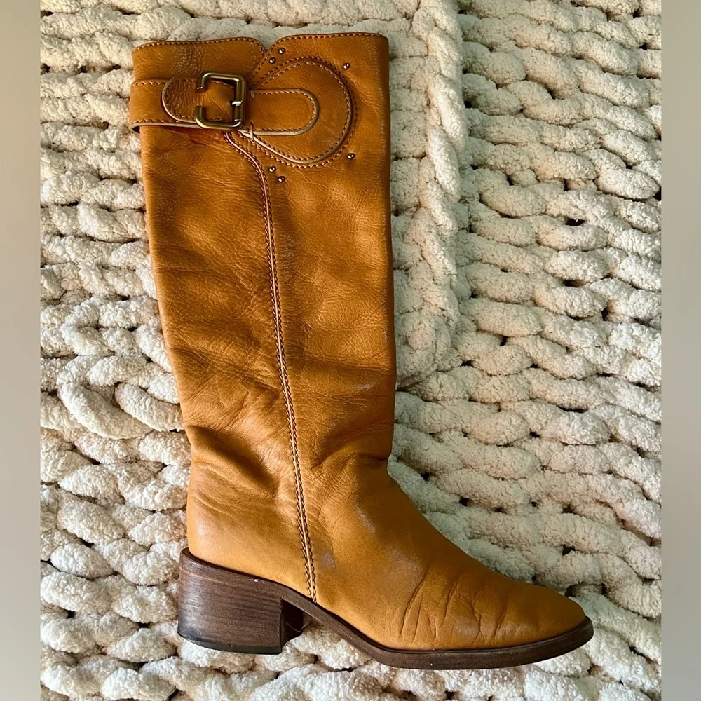 Chloé Paddington Pebbled Leather Tall Riding Boots